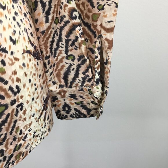 ALL SAINTS Ecru White Print TONI Long Sleeve Arietta Tie Collar Button Shirt - Picture 13 of 13